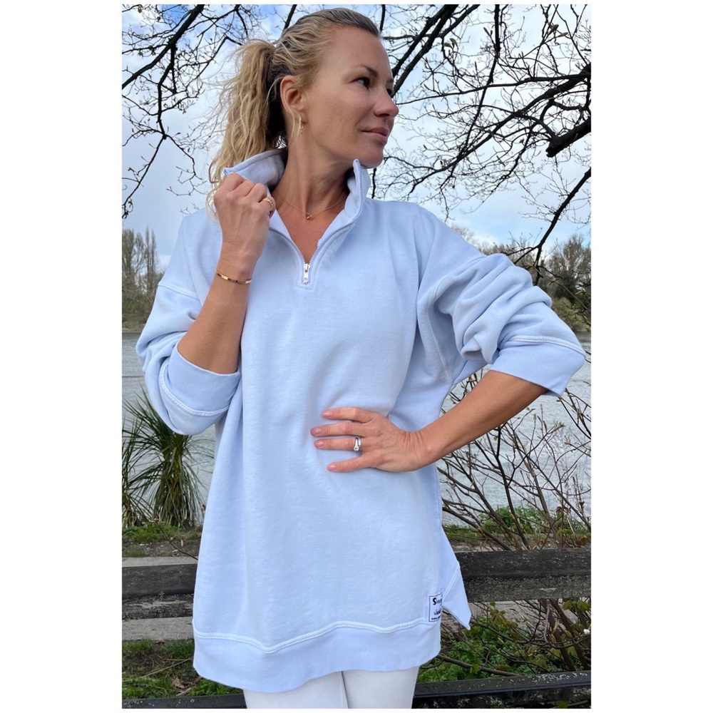 Sloppy Joe Powder Blue Diana Zip Neck Sweatshirt